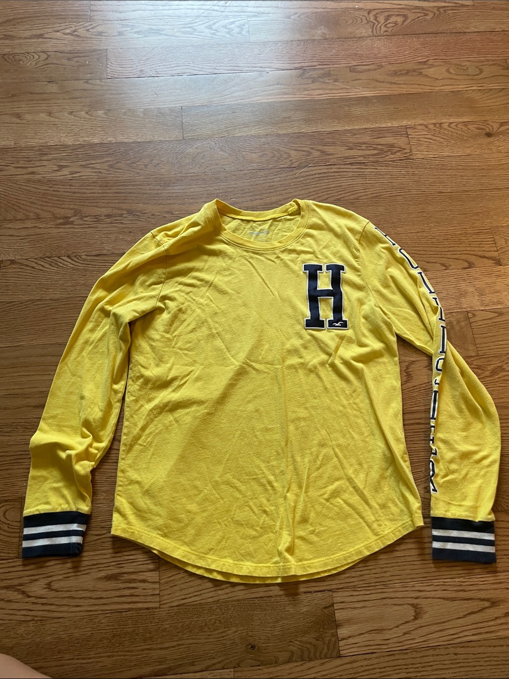 Hollister Yellow Long Sleeve Shirt with Navy 'H' Patch